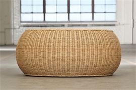 Heavy Wicker Ottoman/Coffee Table