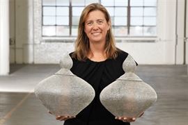 Two Medium Hand-Woven Silver Mesh Decorative Ginger Jars