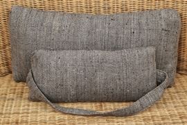 Set Of Grey And Black Knobby Cotton Fabric Pillows