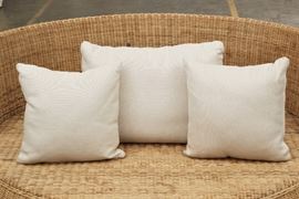 Group Of 3 Custom Pillows With Down Inserts In Natural Woven Fabric