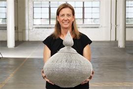 Large Hand-Woven Silver Mesh Decorative Ginger Jar