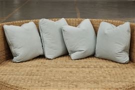 Set Of Four Robin's Egg Blue Custom Pillows With Down Inserts