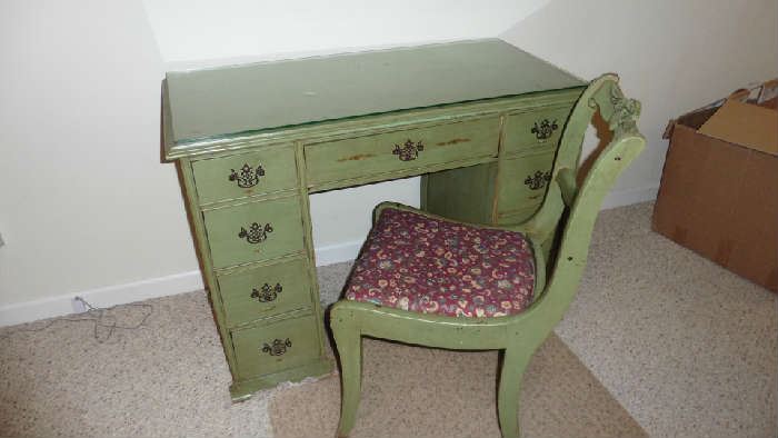 Antique desk and chair