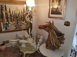 wooden drift wood hand carved horse head sculpture