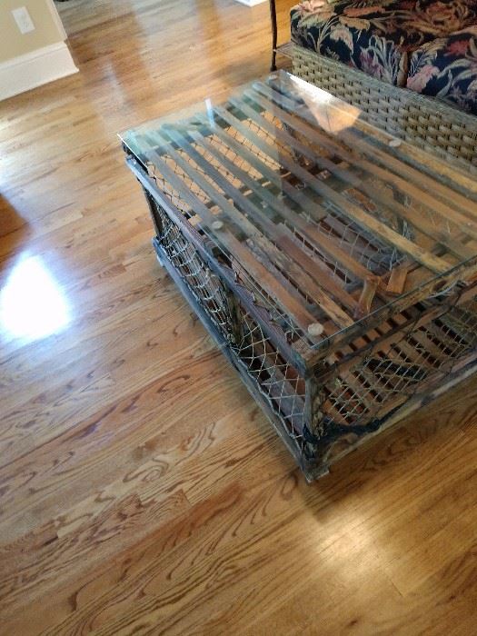 Great Antique Lobster Cage Coffee Table, quite a unique piece and a great conversation piece!
