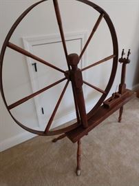Large antique spinning wheel
