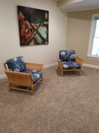 Two rattan chairs