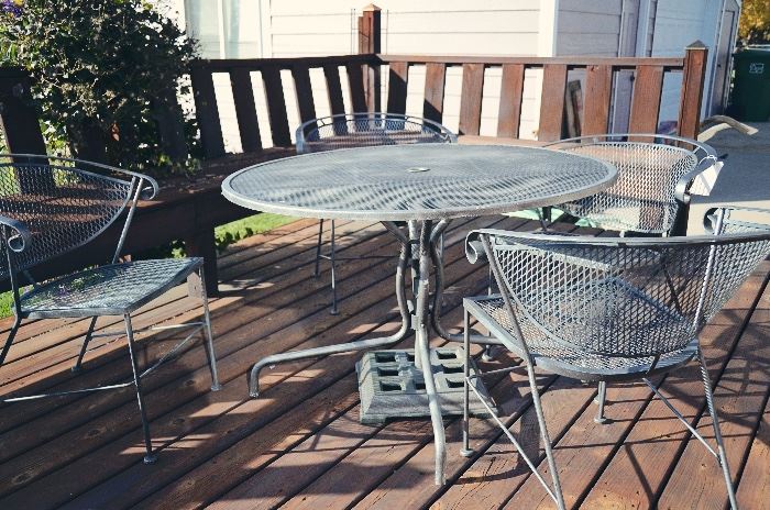 Metal Patio Table & 4 Chairs w/ Umbrella (not pictured)
