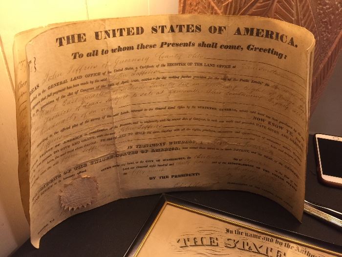 Andrew Jackson signed land grant 
