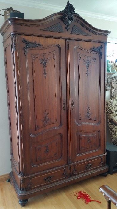 Antique French carved armoire. 1 of 2 ($1,800 each)