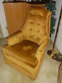 Mid-century gold tufted chair