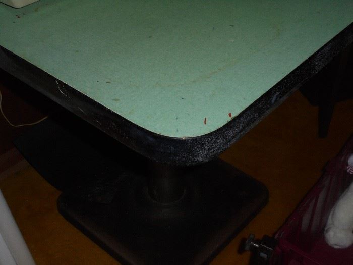 Mid century cast iron green top soda shop table