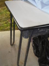 Mid century wood & porcelain black & white table