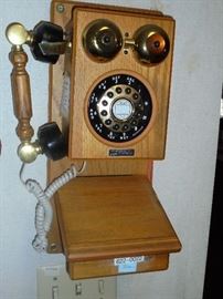 Antique style push button wall phone