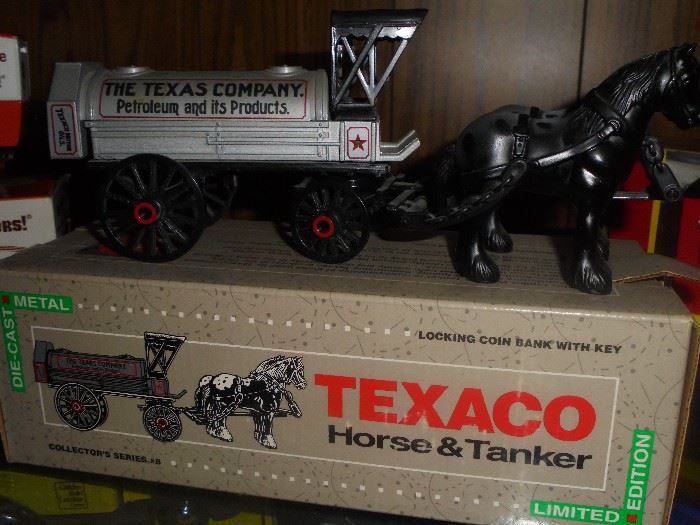 cast iron Texaco horse & tanker w/box