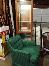 GREEN CHAIR / CURIO CABINET