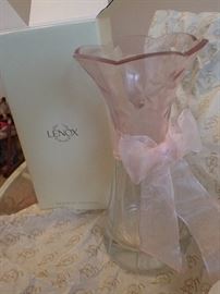 LENOX PINK GLASS VASE