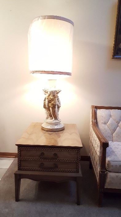 Tall lamp and great side table