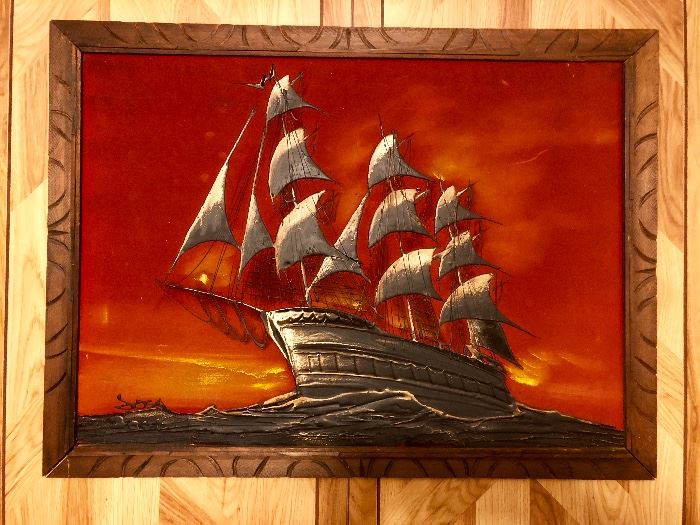 Velvet Vintage Ship Painting