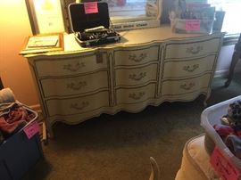 French Provincial dresser with mirror 9 drawers