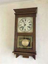 Mid-Century Regulator Style Wall Clock