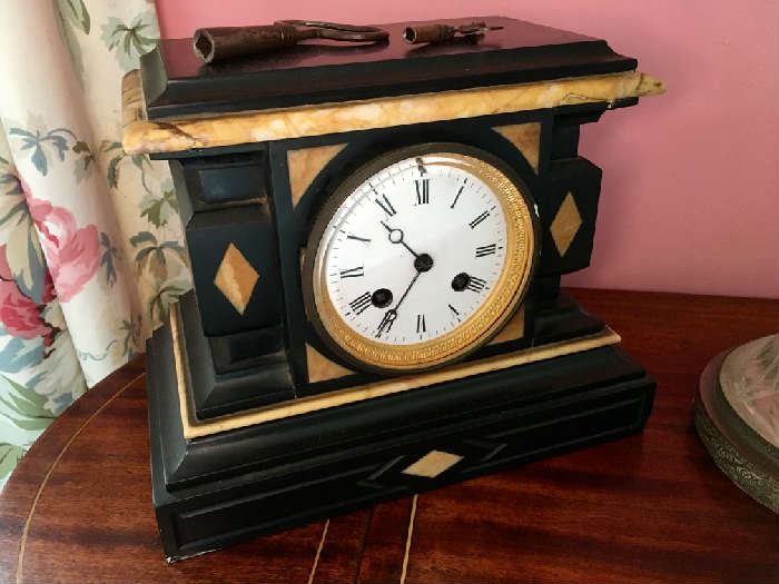 Stunning French Onyx & Marble Clock