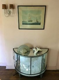 Uttermost Sainsbury Mirrored Curved Console Cabinet