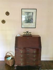 Vintage Serpentine Secretary Desk