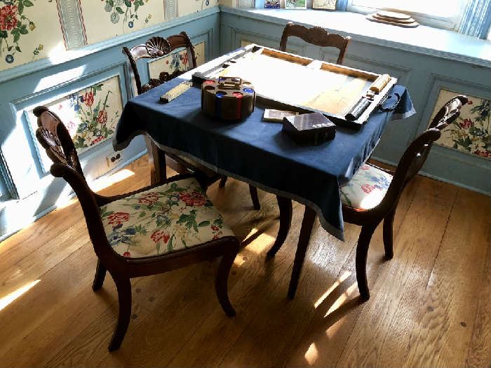 Antique Gaming Table & Accessories 