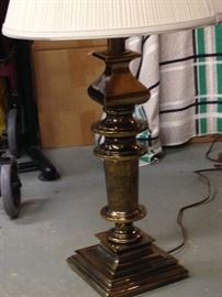 Heavy brass lamp w/shade