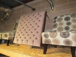 Cool tufted ottoman with lucite legs