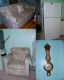 Sleeper Sofa, matching chair, barameter, Working Refrigerator
