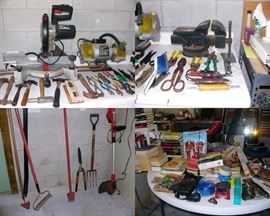 Craftsman Saw, Craftsman Grinder, Ohio forge Vise, CB Radio with antenia, Yard tools
