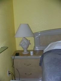 Breadroom night stand, headboard & lamp