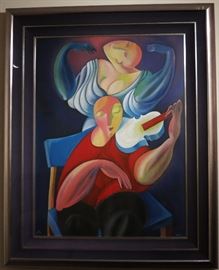 "White Violin" Very Large Original Serigraph by Yuri Yuroz