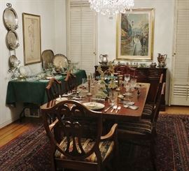 Mahogany Dining Table w/ 6 Chairs, Buffet & China Cabinet