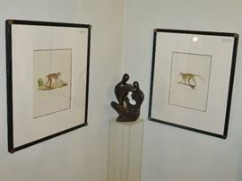 This Fine Contemporary Sculpture and Antique Monkey Engravings were not the property of Mr. Landau, but are quite cool.  The Sculpture was a gift from Mark Cherry, creator of "Desperate Housewives."