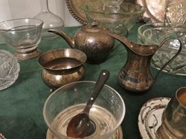 Egyptian Silver & Black Enamel "Desert Silhouette" Tea Set