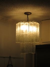 1970's Retro Glass Chandelier, possibly Venini.  We have a Pair!