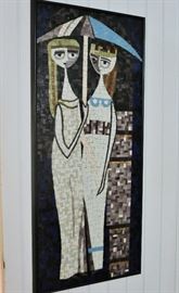 "Rain" Wonderful 1960's Mid-Century Glass Mosaic by Evelyn Ackerman, listed