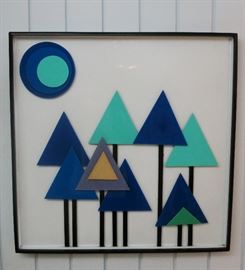 Mid-Century Colored Acrylic Spring Forest Scene