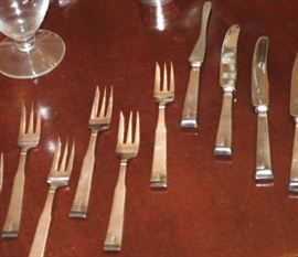 Art Deco or 1960's Retro?  Cool Silverplate Dessert Set