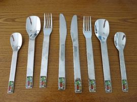 Mondrian-Inspired Retro Flatware (romantic service for 2)