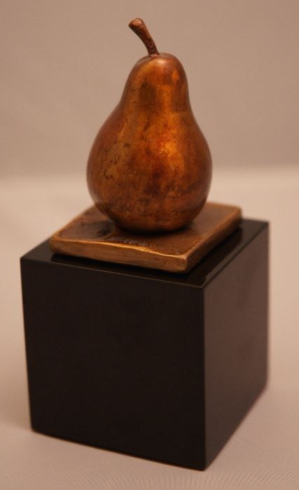 Pear4100 by Darlis Lamb,  Bronze & Marble, 7Hx3Wx3D