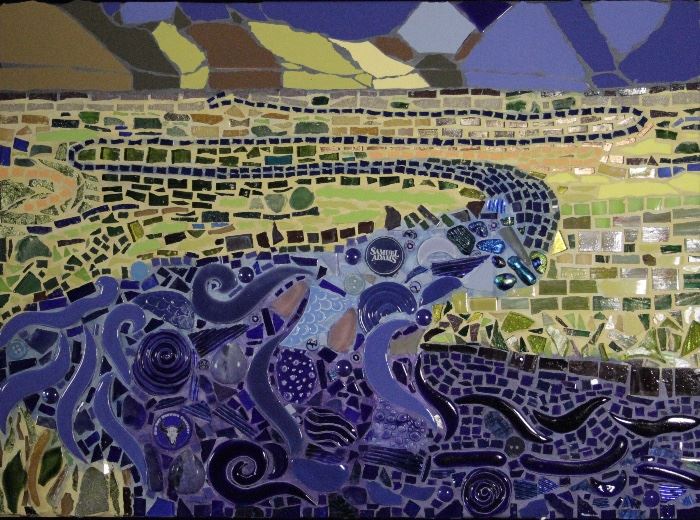 River thru Grasslands by Janet Sacks, Mosaic, 16.25x21.25