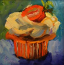 Cupcake Delight by Janet Sacks, oil, 8x8