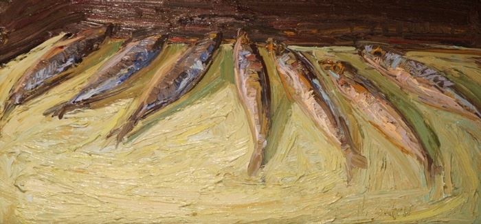 Fanned Mackerel by Nancy Switzer, Oil, 10x20