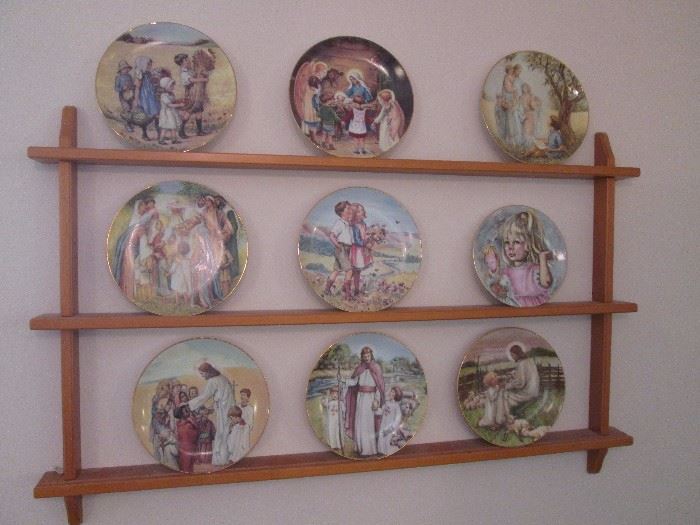 Great display shelf and religious plate collection