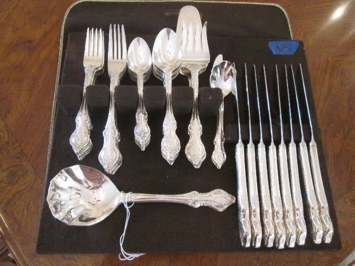 Stainless flatware, service for 8, plus serving pieces