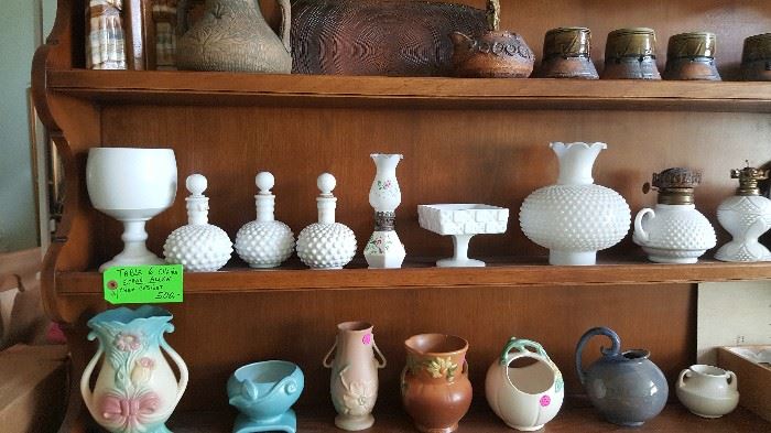 Milk glass and pottery
